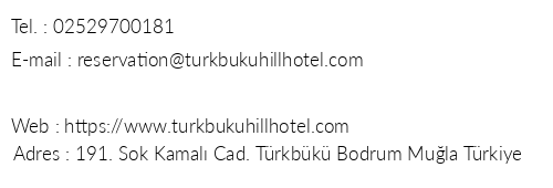 Trkbk Hill Hotel telefon numaralar, faks, e-mail, posta adresi ve iletiim bilgileri